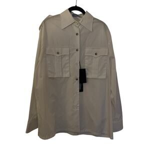 Prada NWT Shoulder-epaulette Cotton-poplin Shirt In White